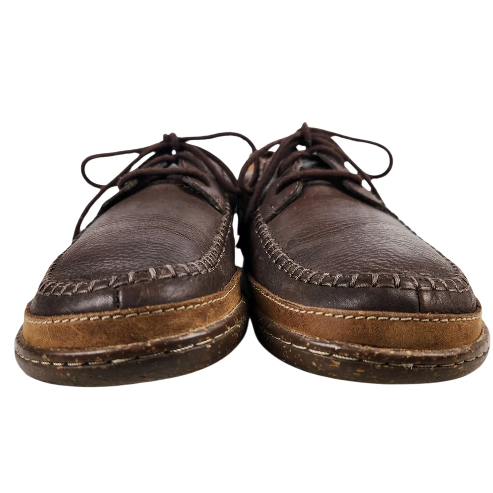 Clarks Trapell Pace Brown Leather Oxfords Moc Derby Wallabee Shoes Mens Size 8.5